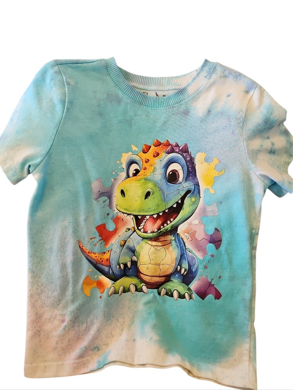 Kids Tie-Dye Blue Dinosaur Graphic Tee Size 3t